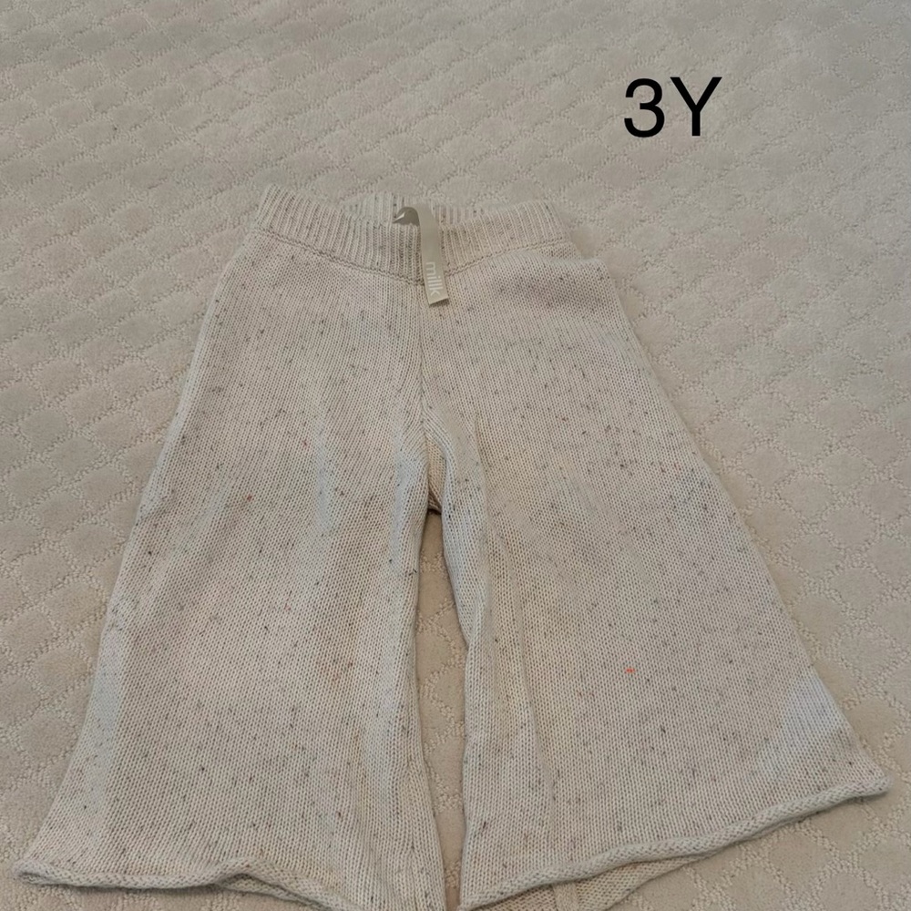 Millk Cream Sprinkle Knit Wide-Leg Kids Bottoms - 3Y